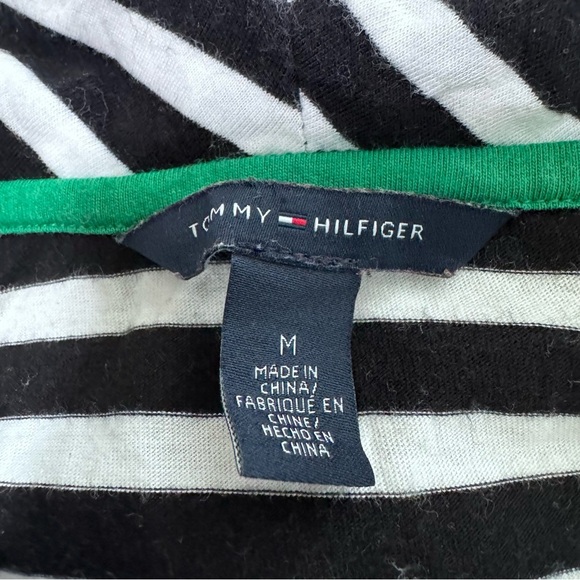 Tommy Hilfiger Black White Stripe Mock Neck Short Sleeve Shirt Medium - Picture 4 of 4